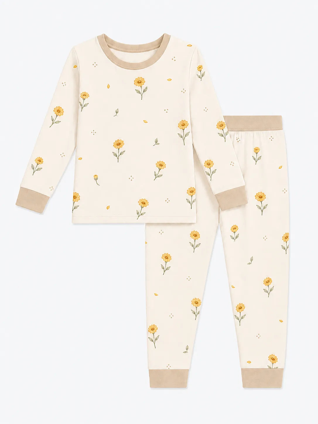 Golden Bloom bamboo long sleeve pajama set by MossiBaby