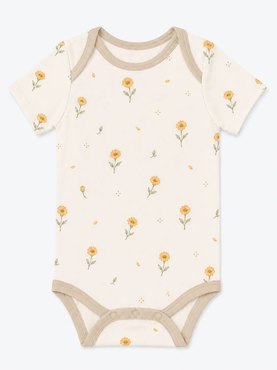 Golden Bloom bamboo short sleeve bodysuit by MossiBaby