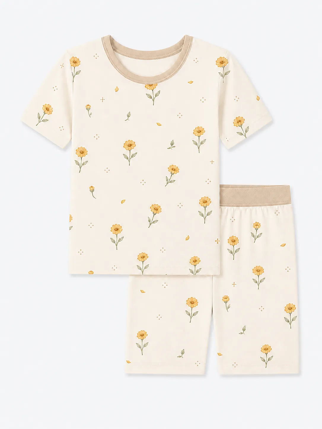 Golden Bloom bamboo short sleeve pajama set by MossiBaby