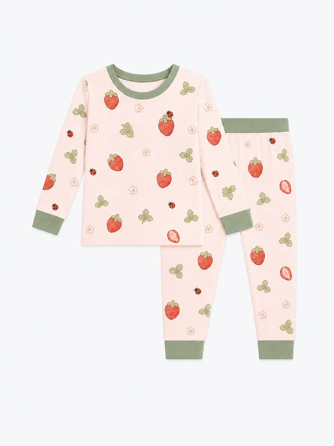 Strawberry Fields bamboo long sleeve pajama set by MossiBaby