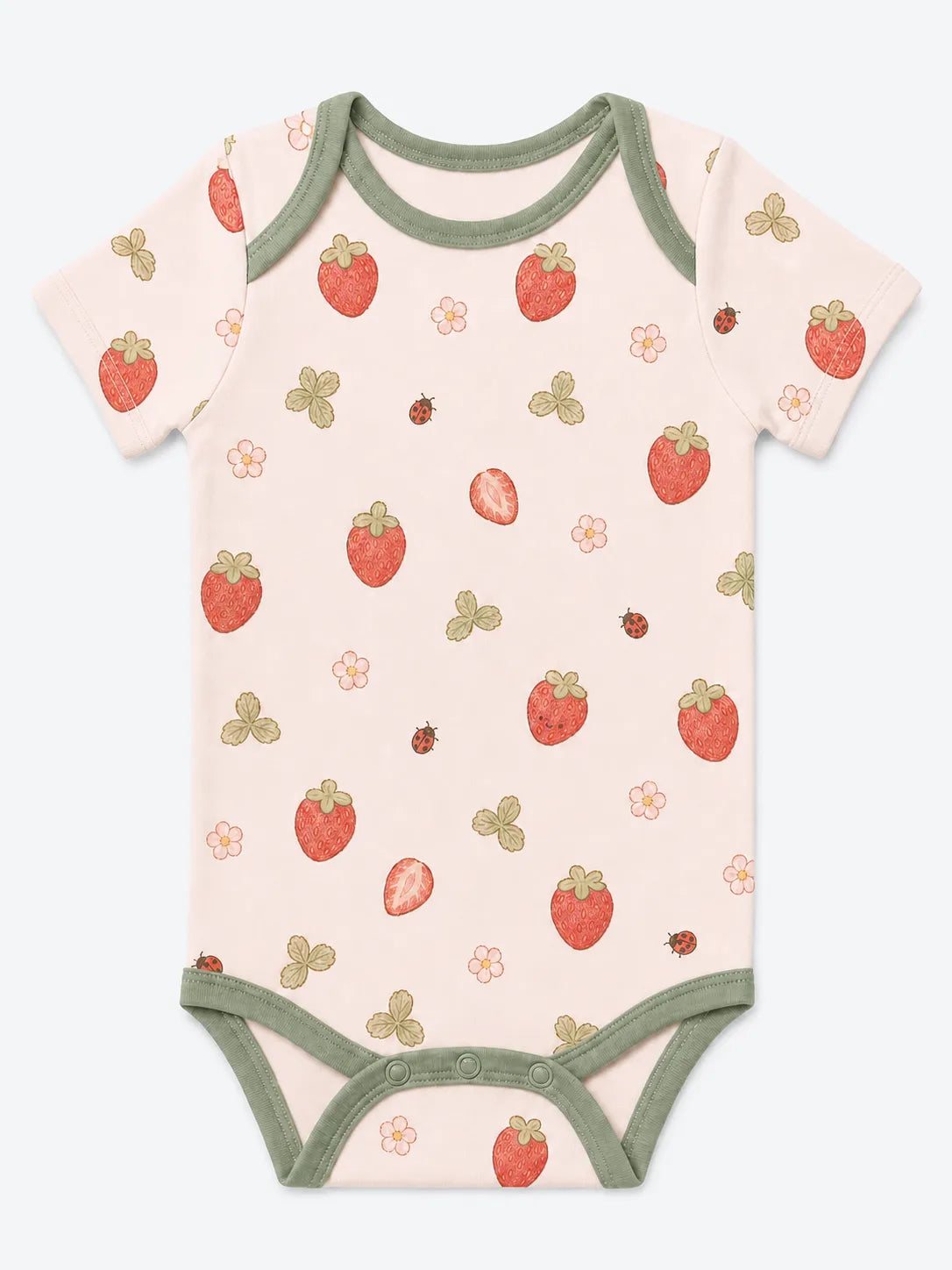 Strawberry Fields bamboo short sleeve bodysuit by MossiBaby