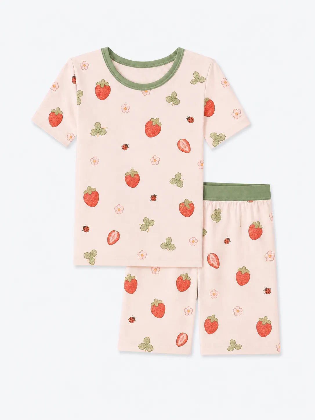 Strawberry Fields bamboo short sleeve pajama set by MossiBaby