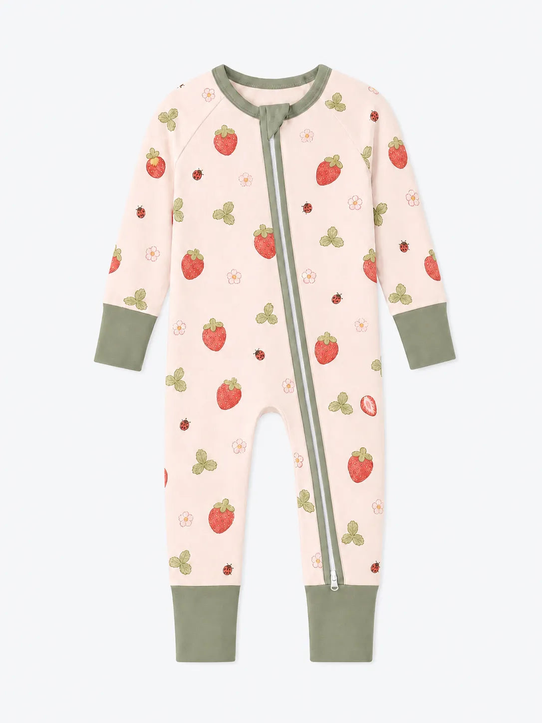 Strawberry Fields bamboo zipper romper by MossiBaby