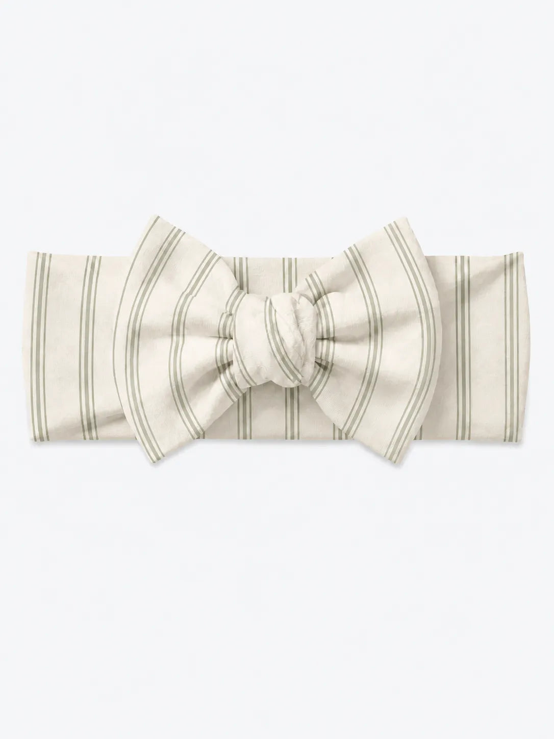 Sage Stripe bamboo bow headband by MossiBaby