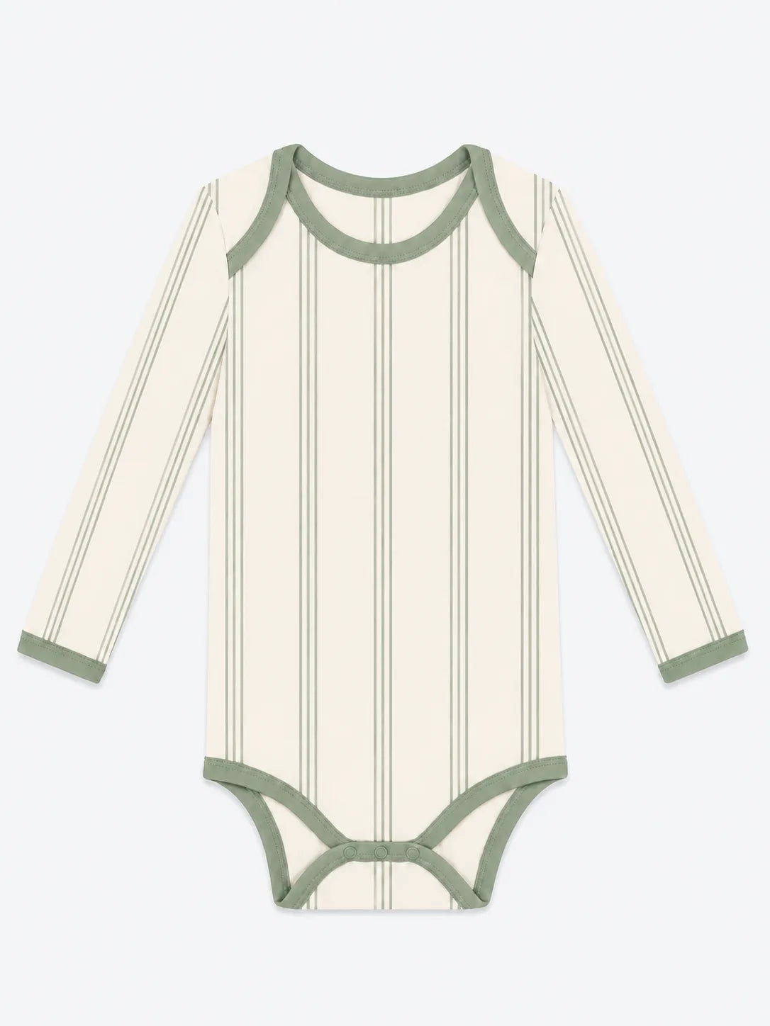 Sage Stripe bamboo long sleeve bodysuit by MossiBaby