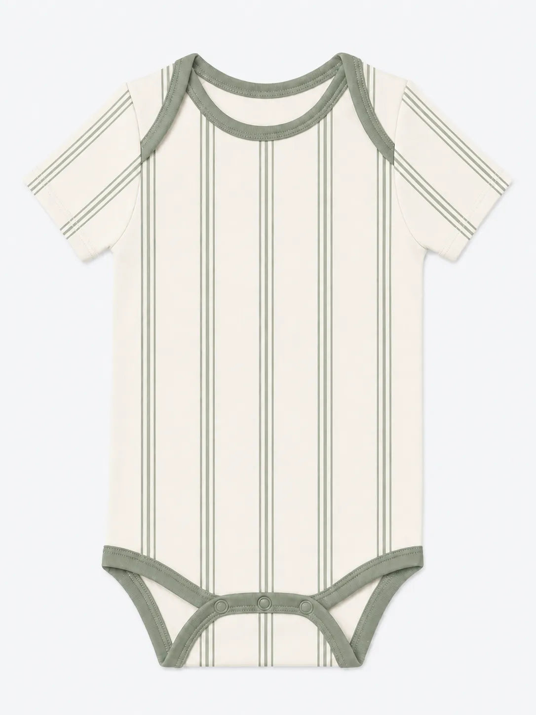 Sage Stripe bamboo short sleeve bodysuit by MossiBaby