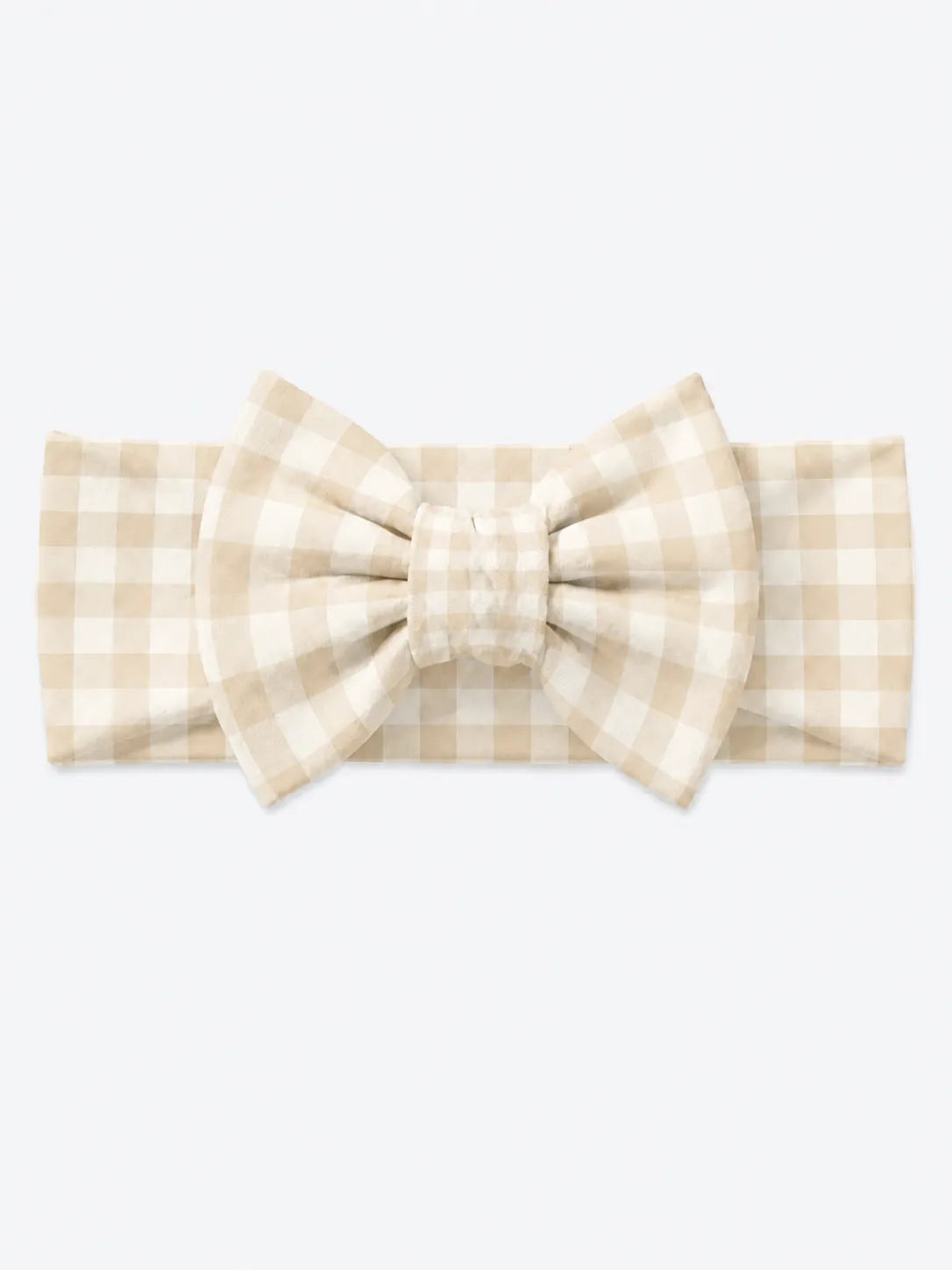 Oat Gingham bamboo bow headband by MossiBaby