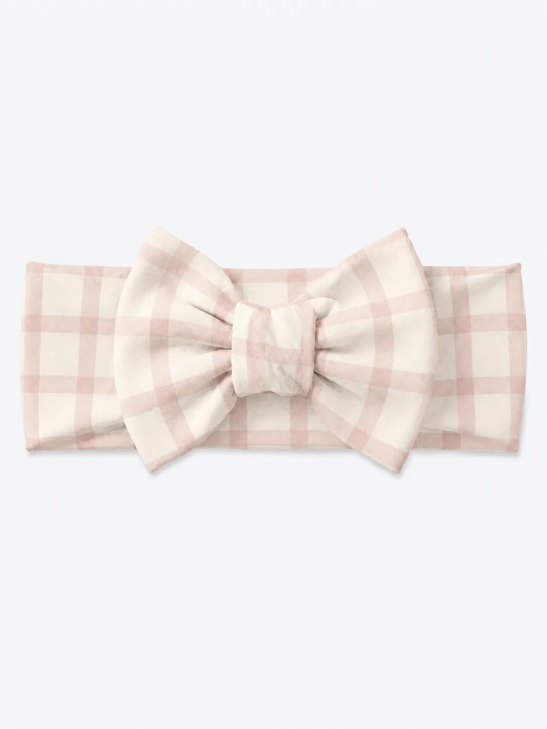 Blush Plaid bamboo bow headband by MossiBaby