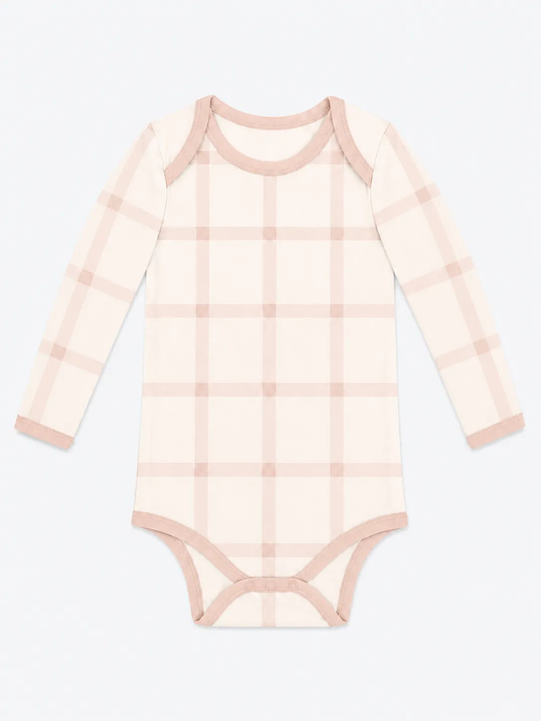 Blush Plaid bamboo long sleeve bodysuit by MossiBaby