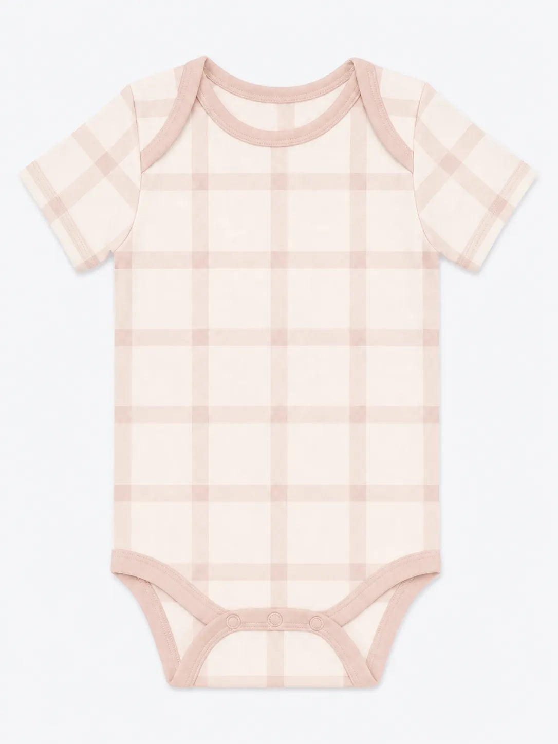 Blush Plaid bamboo short sleeve bodysuit by MossiBaby