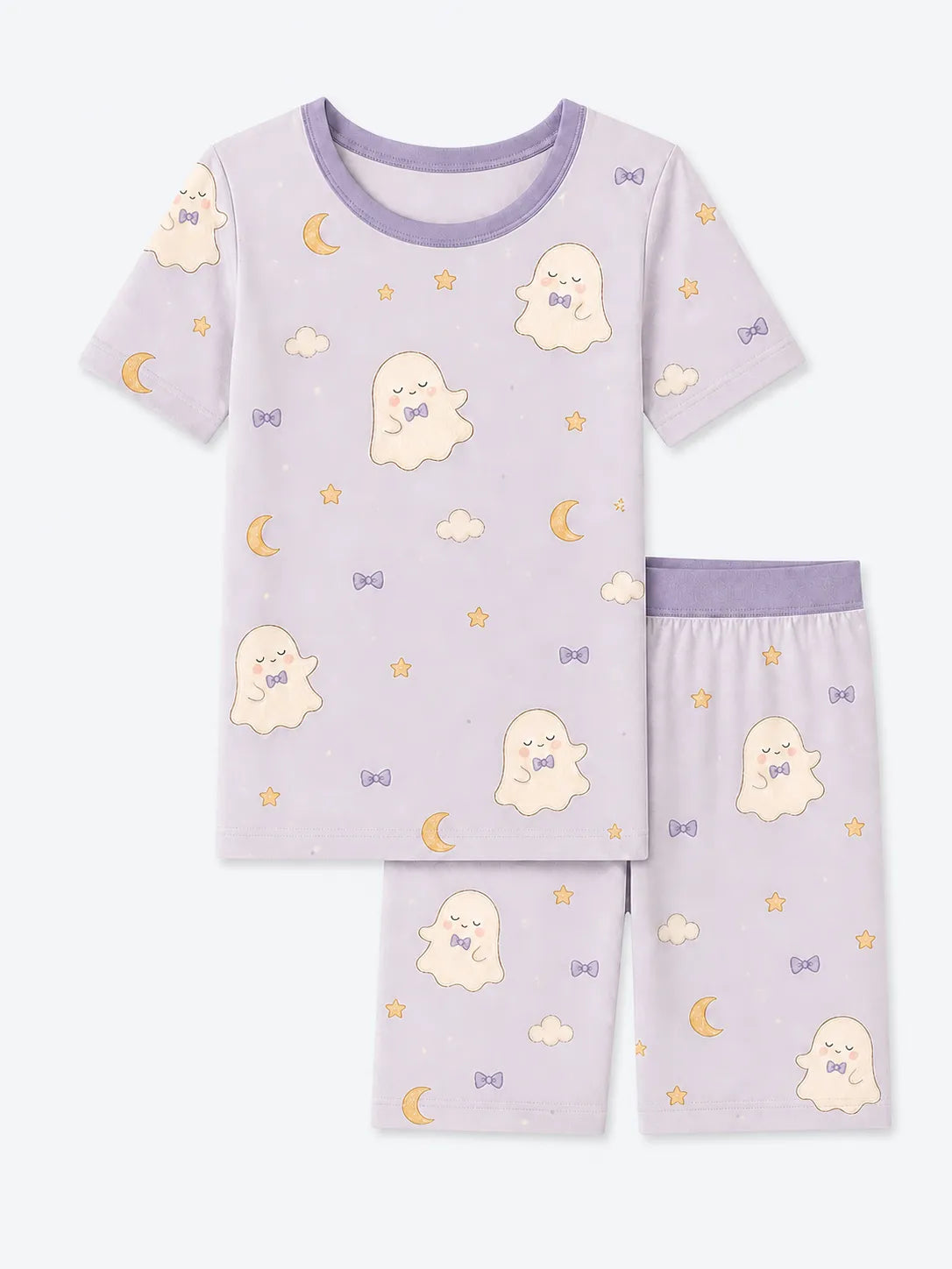 Boo & Moon bamboo short sleeve pajama set by MossiBaby