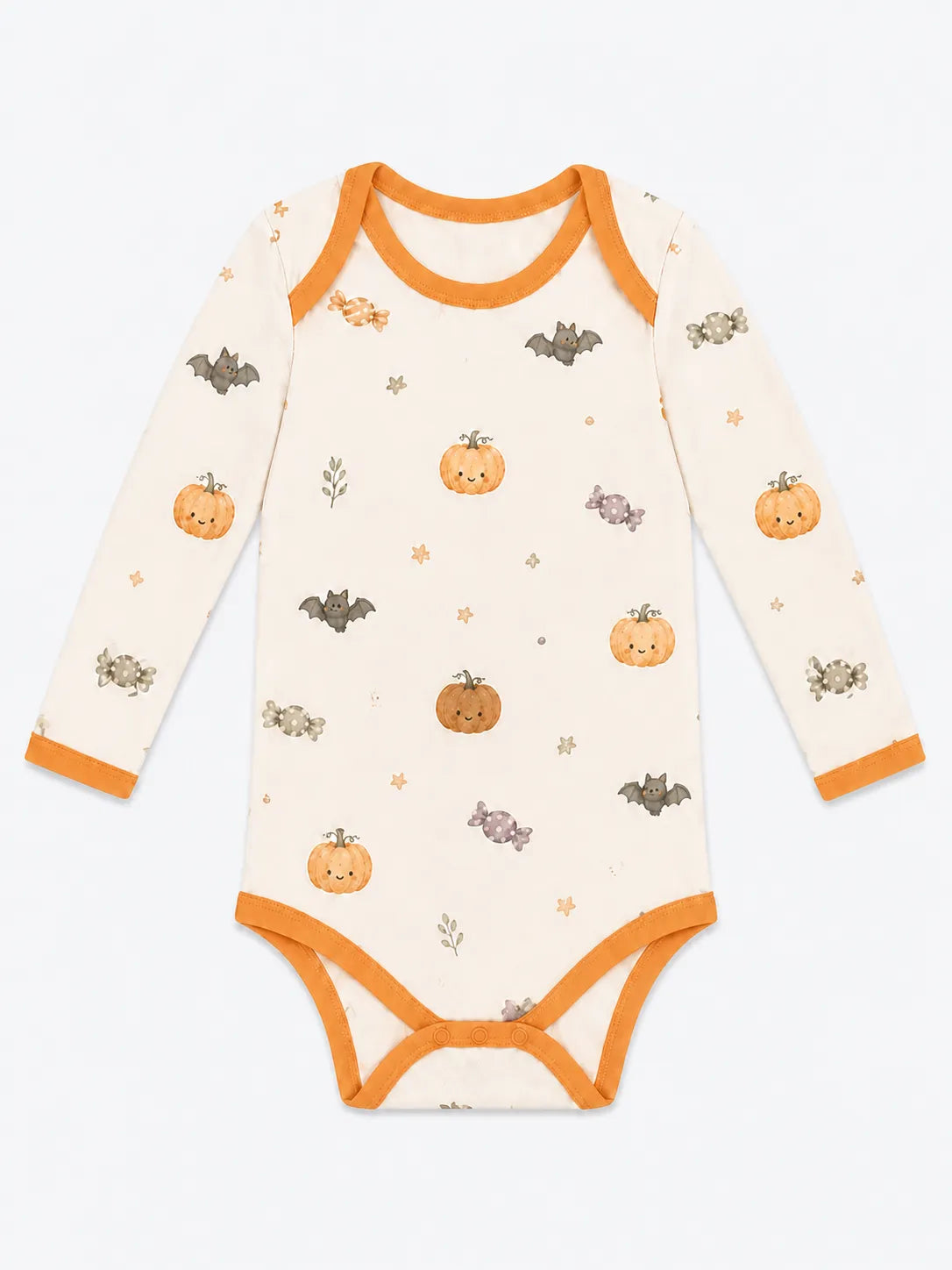 Pumpkin Treats bamboo long sleeve bodysuit by MossiBaby