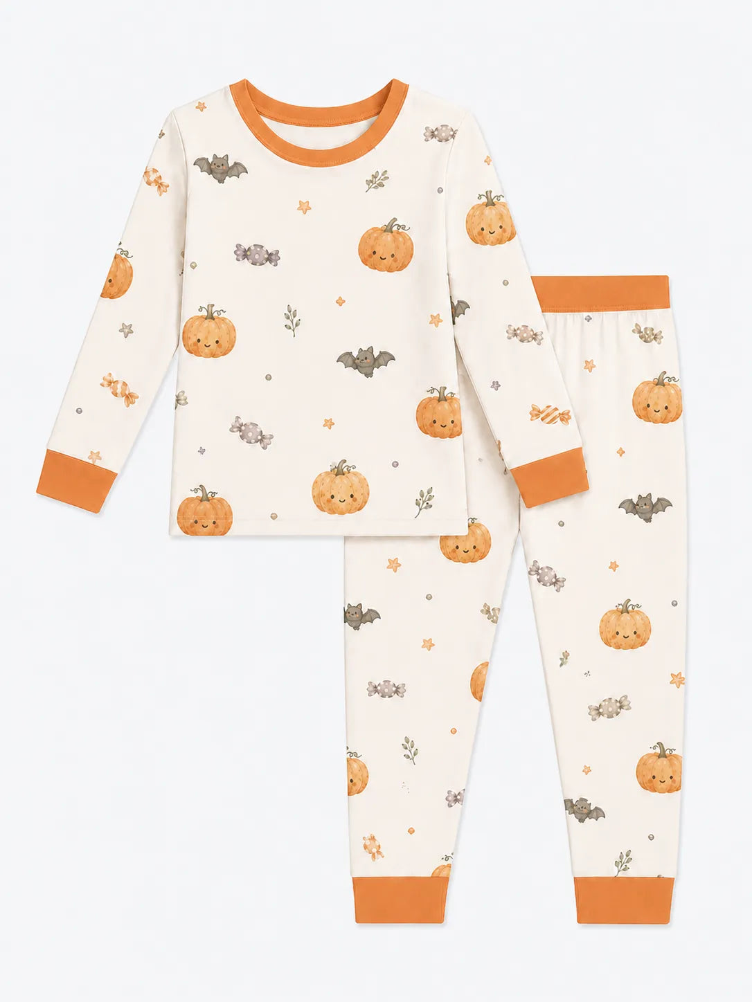 Pumpkin Treats bamboo long sleeve pajama set by MossiBaby