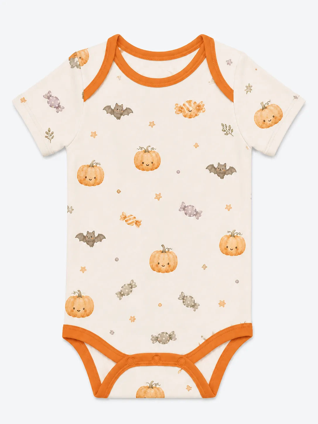 Pumpkin Treats bamboo short sleeve bodysuit by MossiBaby