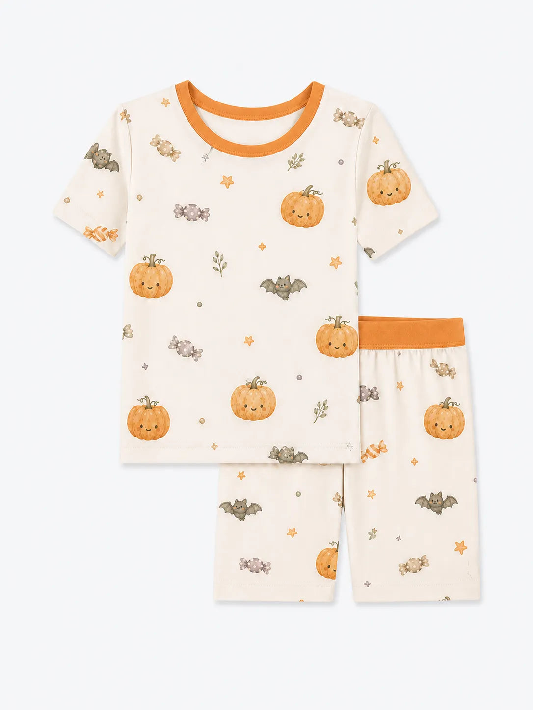 Pumpkin Treats bamboo short sleeve pajama set by MossiBaby