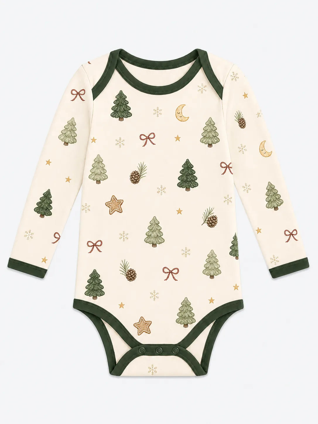 Christmas Forest bamboo long sleeve bodysuit by MossiBaby
