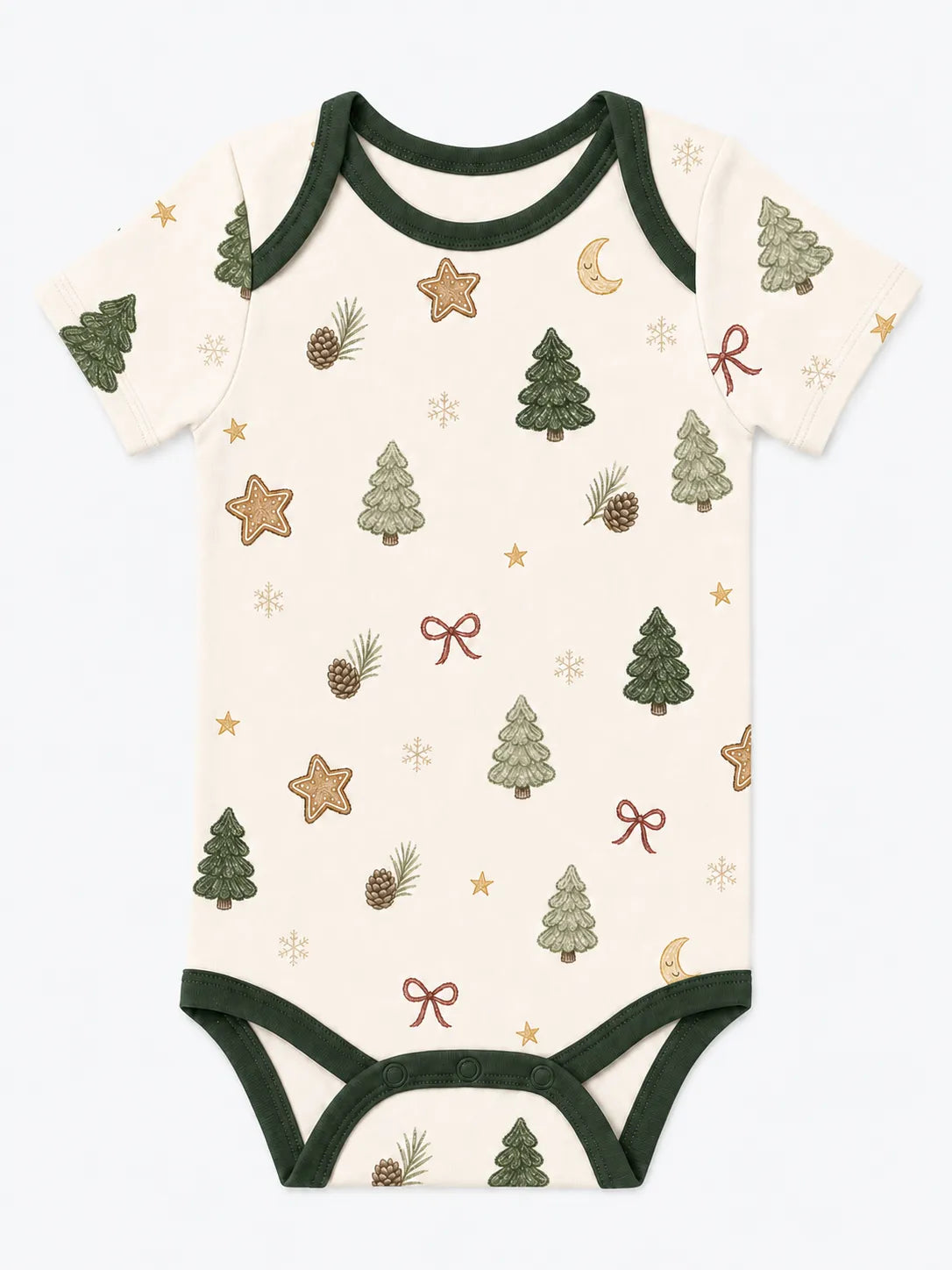 Christmas Forest bamboo short sleeve bodysuit by MossiBaby