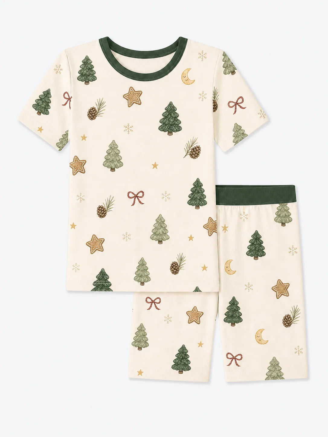 Christmas Forest bamboo short sleeve pajama set by MossiBaby