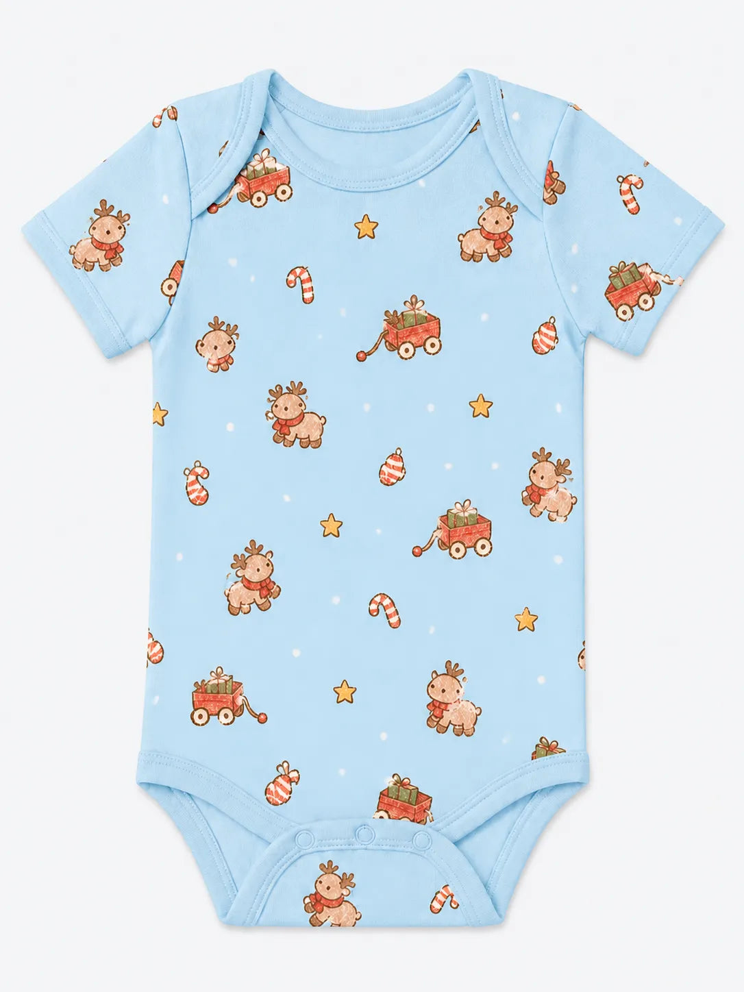 Reindeer Ride bamboo short sleeve bodysuit by MossiBaby