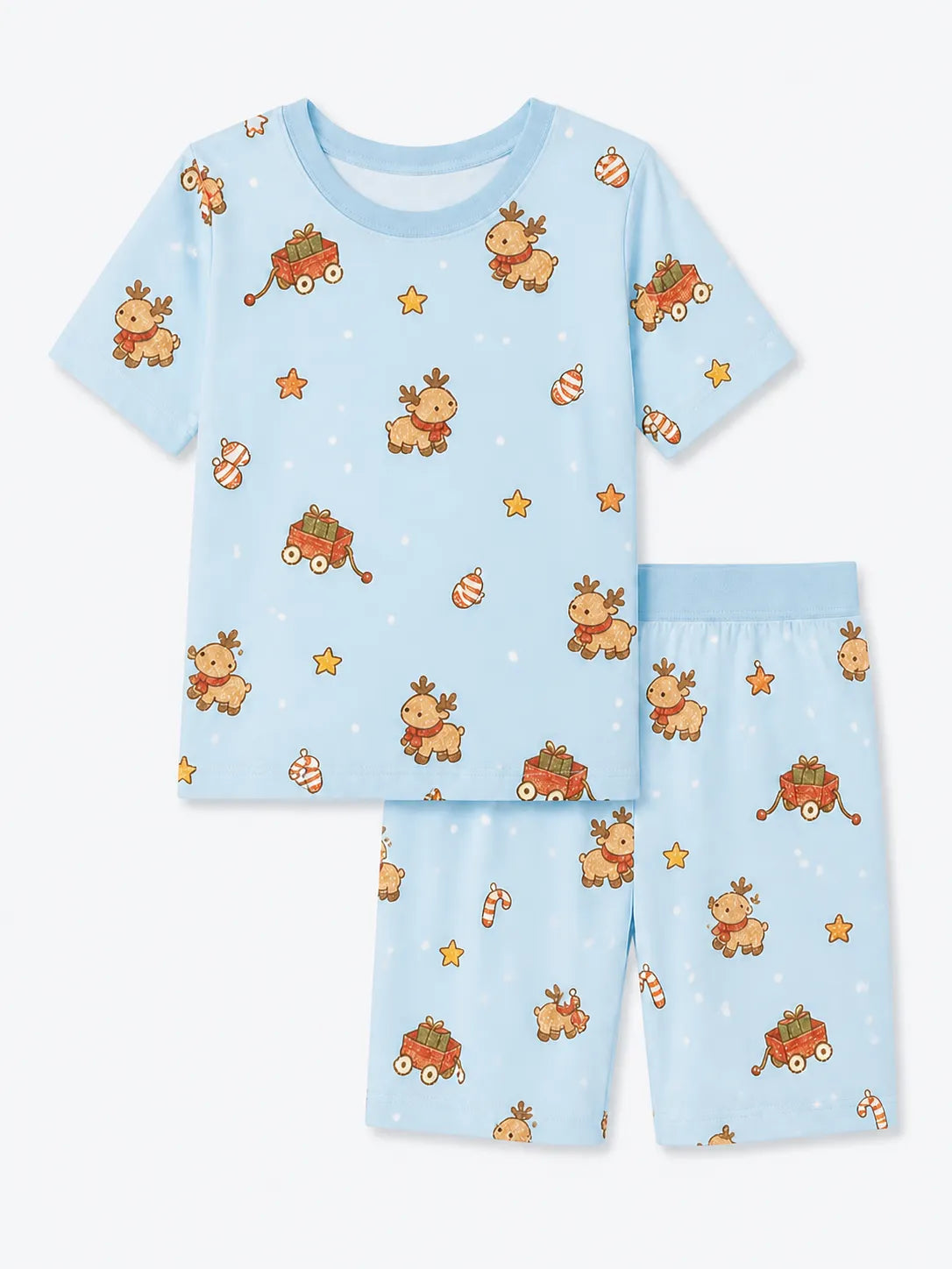 Reindeer Ride bamboo short sleeve pajama set by MossiBaby