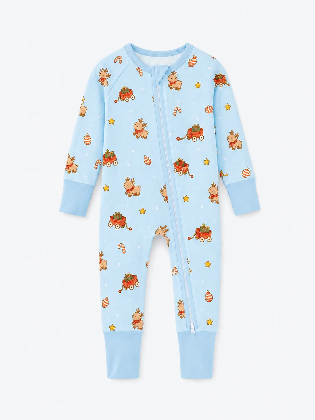 Reindeer Ride bamboo zipper romper by MossiBaby