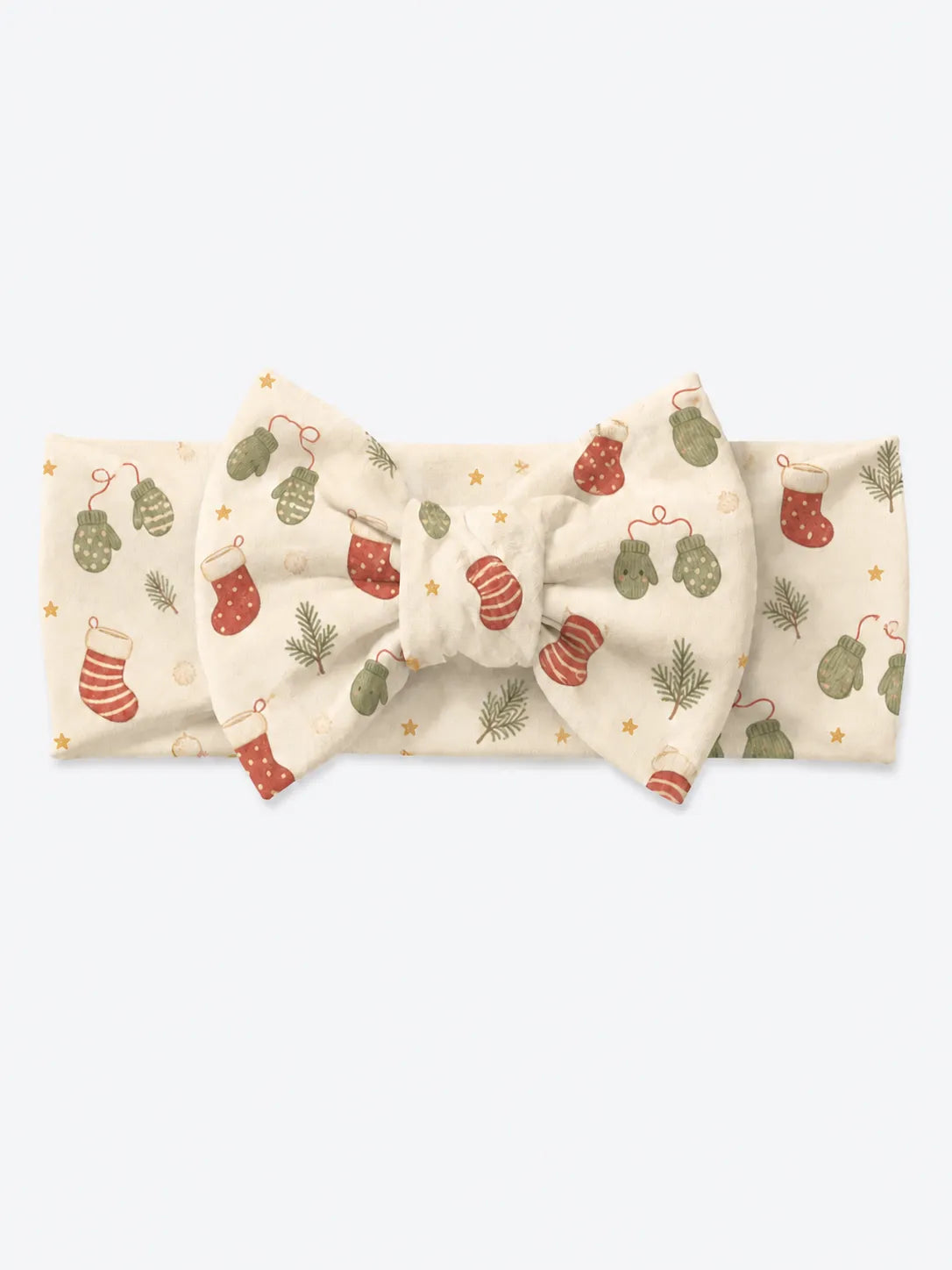 Christmas Stockings bamboo bow headband by MossiBaby