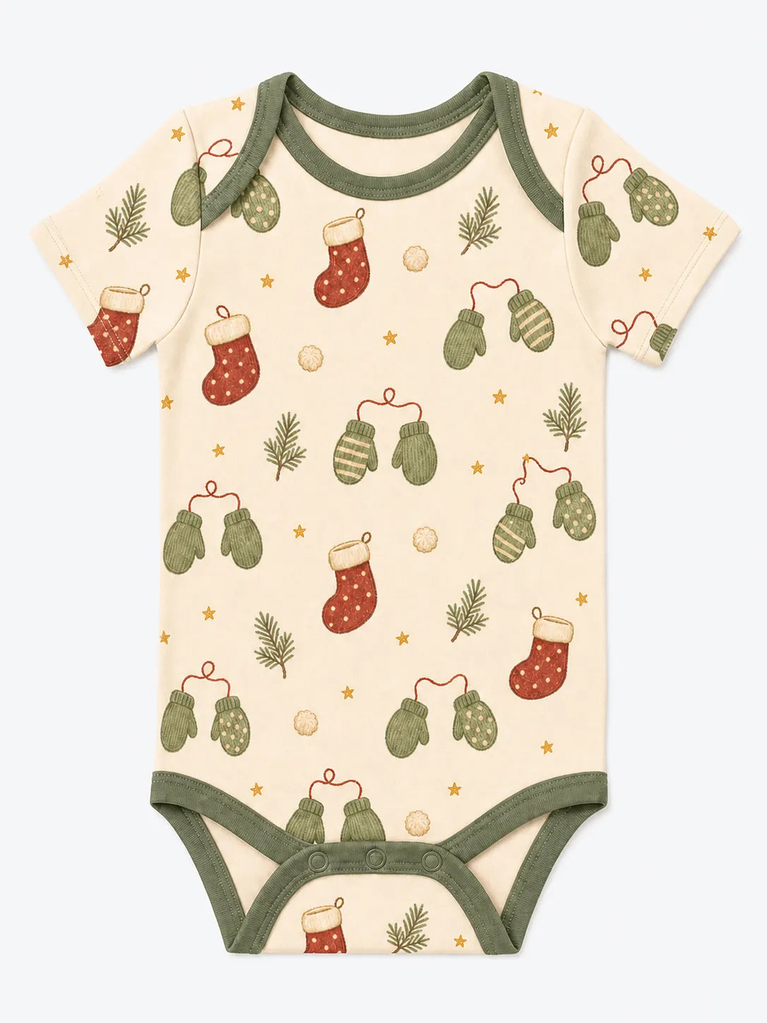 Christmas Stockings bamboo short sleeve bodysuit by MossiBaby