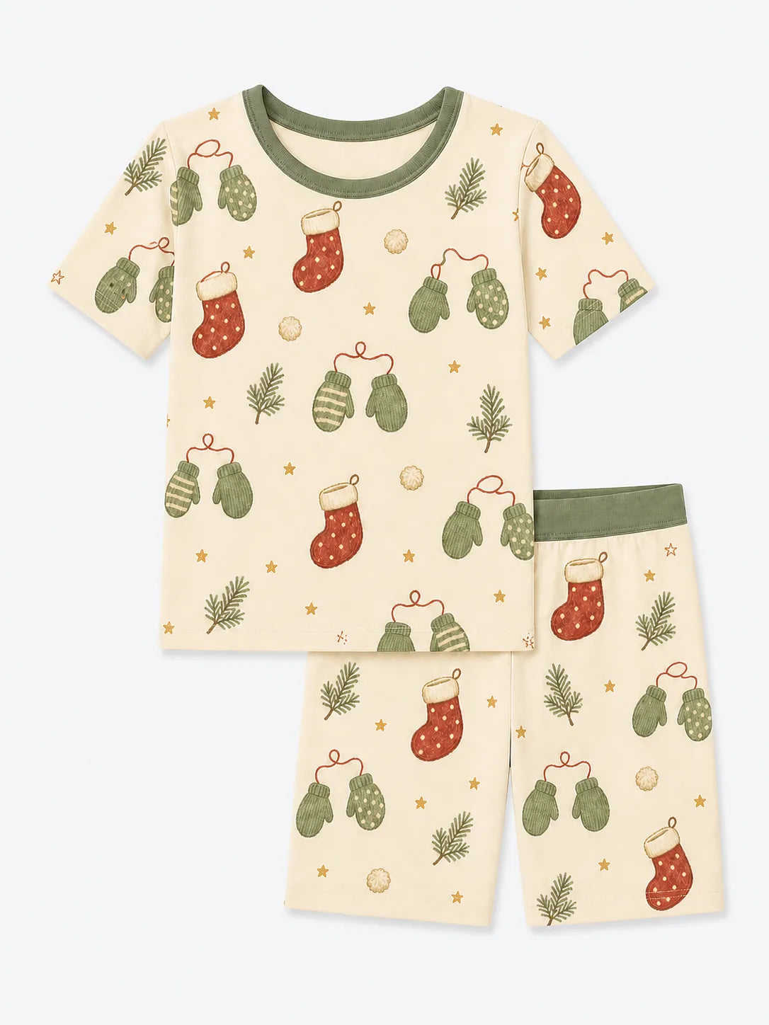 Christmas Stockings bamboo short sleeve pajama set by MossiBaby
