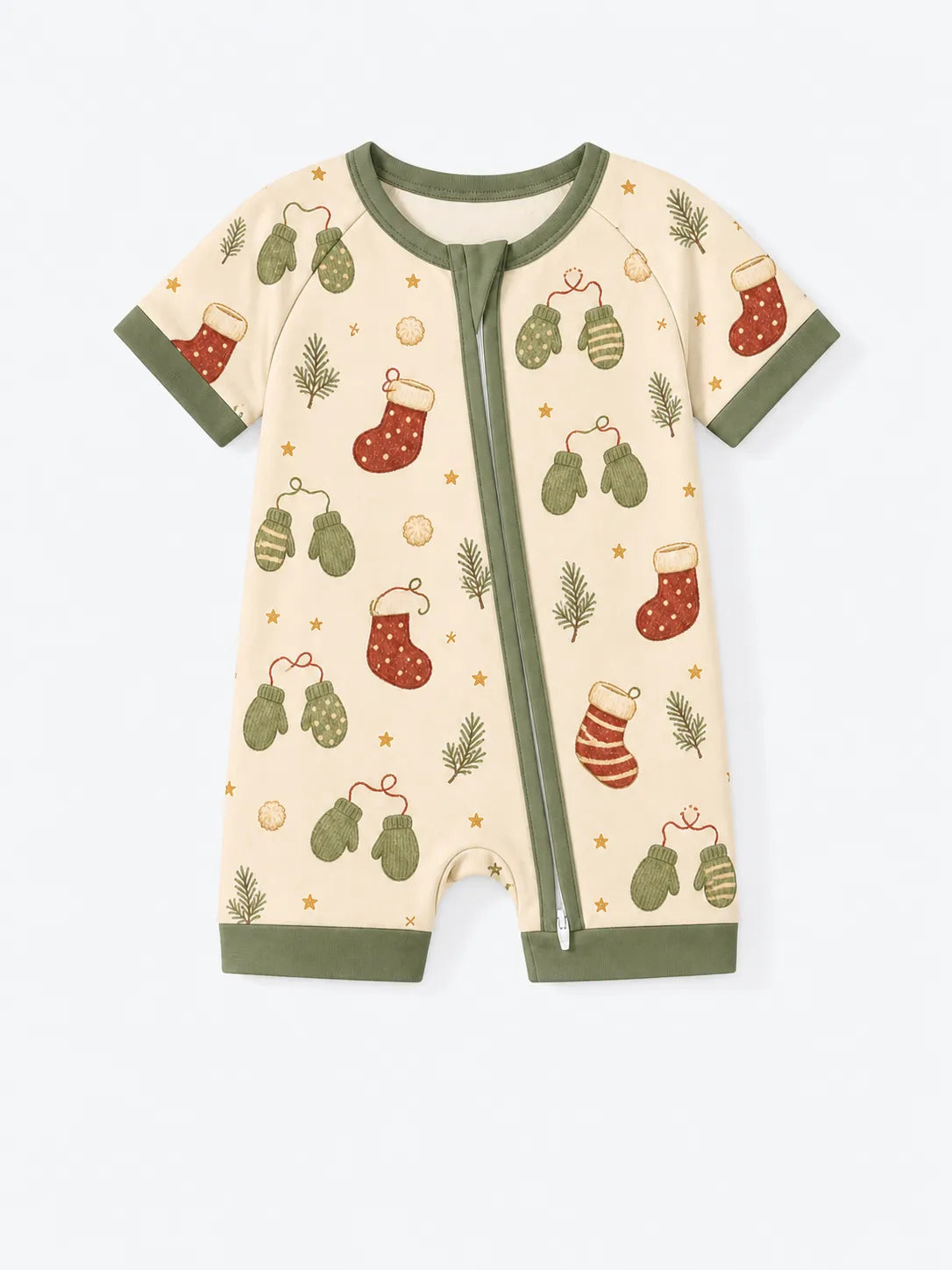Christmas Stockings bamboo shorty romper by MossiBaby