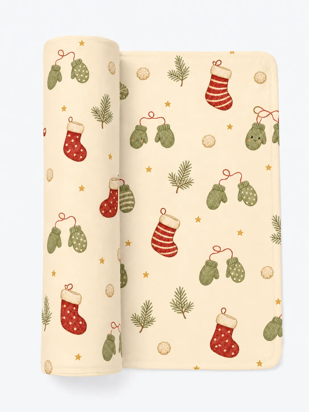 Christmas Stockings bamboo swaddle blanket by MossiBaby