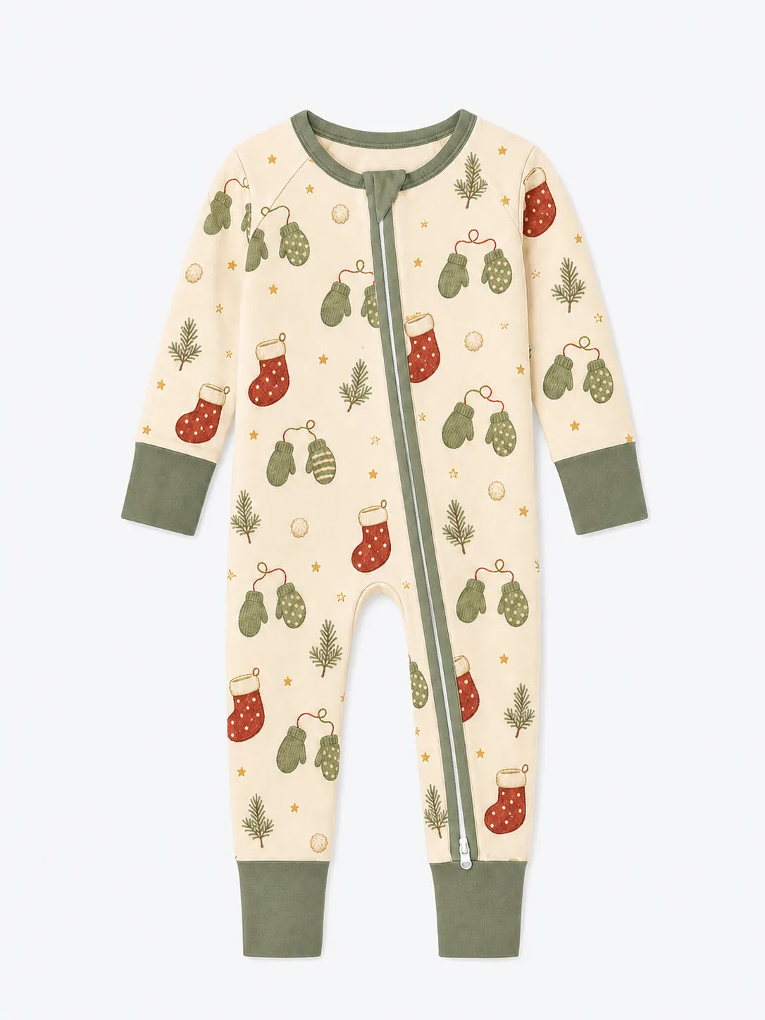 Christmas Stockings bamboo zipper romper by MossiBaby