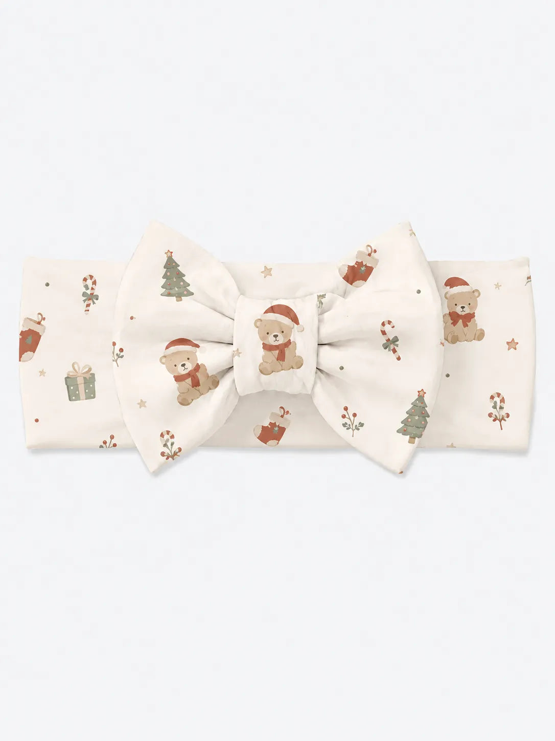 Christmas Teddy bamboo bow headband by MossiBaby