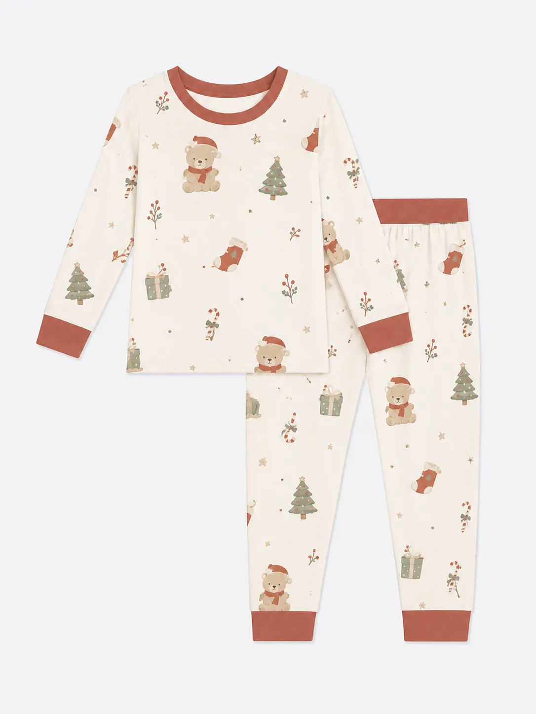 Christmas Teddy bamboo long sleeve pajama set by MossiBaby
