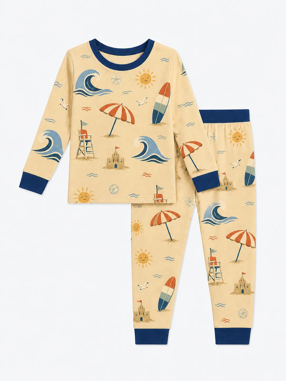 Beach Day bamboo long sleeve pajama set by MossiBaby
