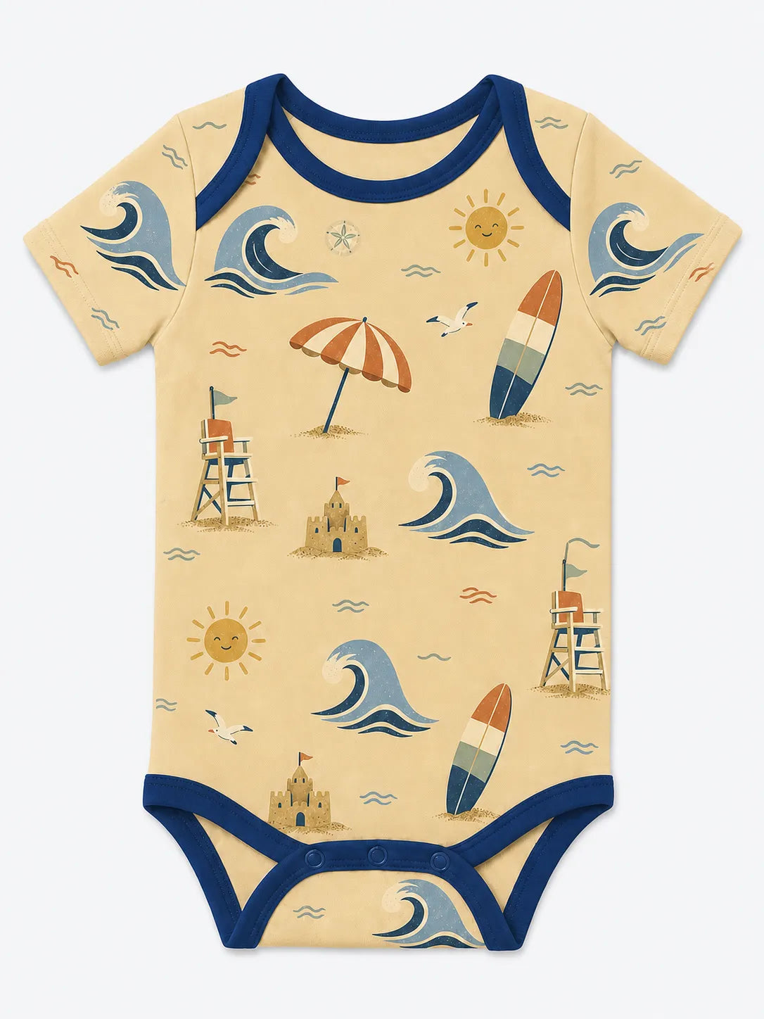 Beach Day bamboo short sleeve bodysuit by MossiBaby