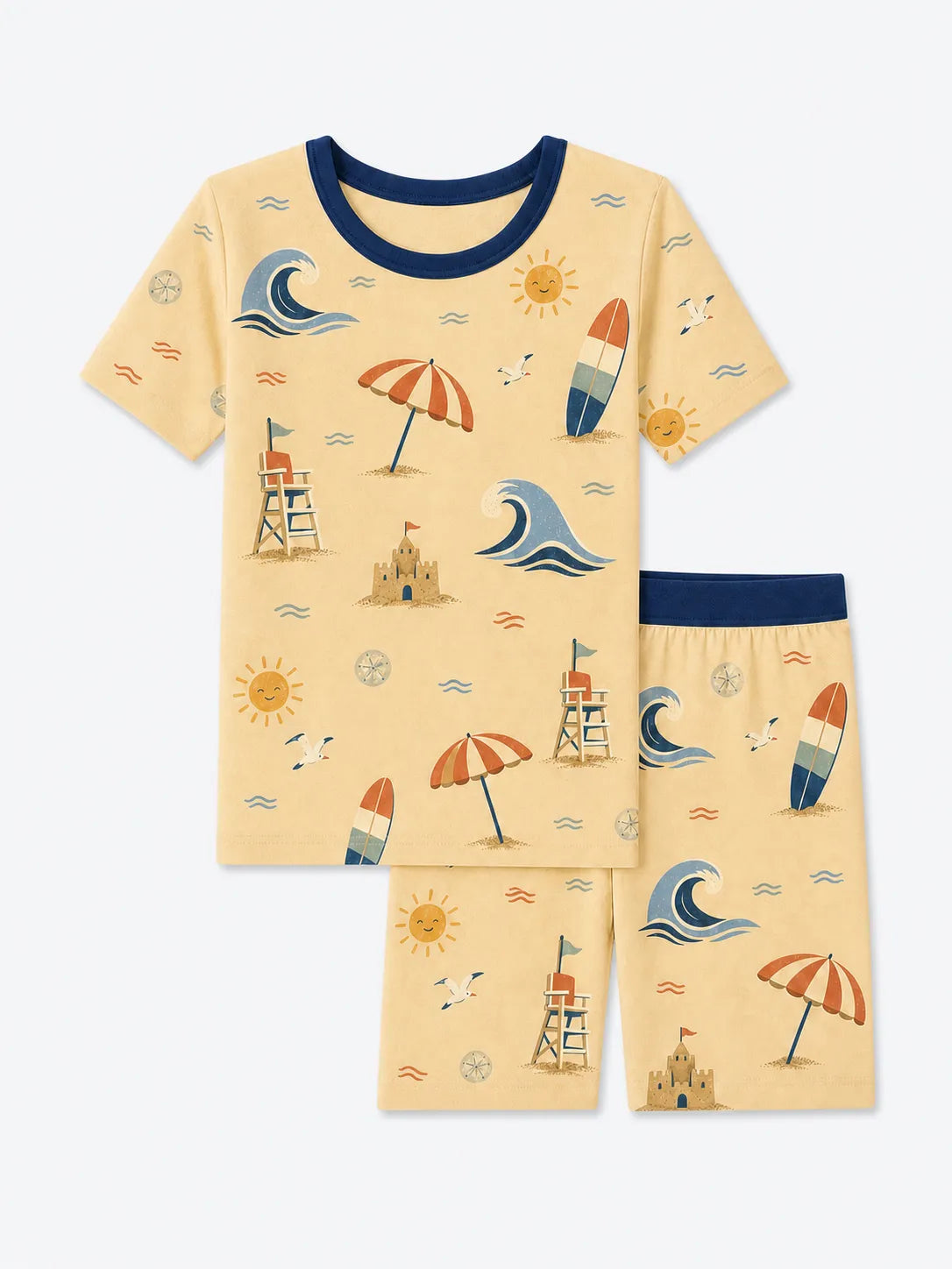 Beach Day bamboo short sleeve pajama set by MossiBaby