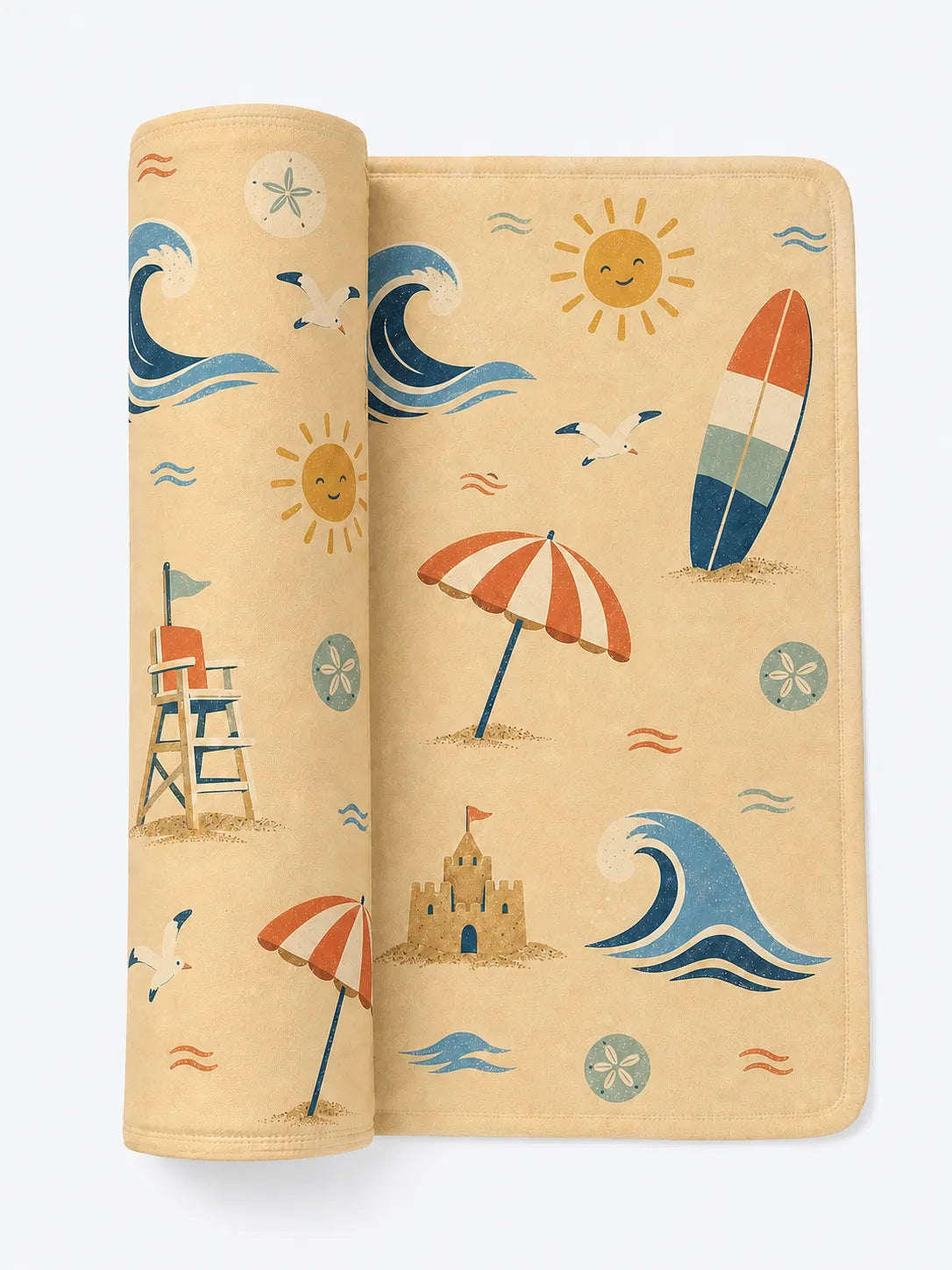 Beach Day bamboo swaddle blanket by MossiBaby