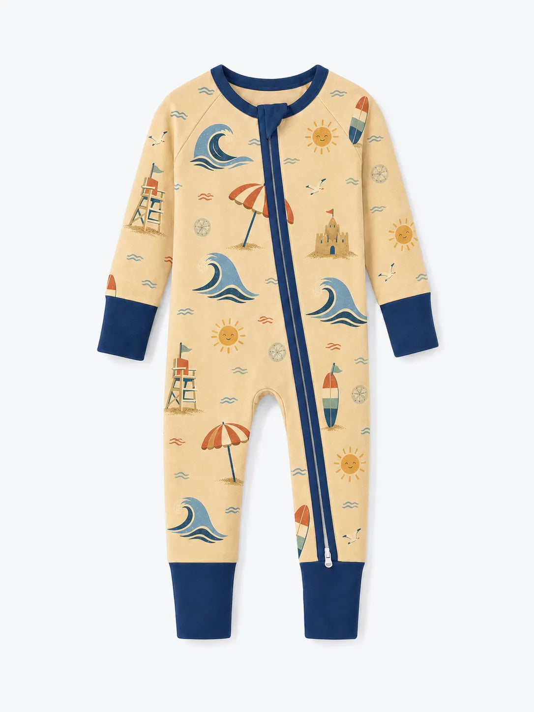 Beach Day bamboo zipper romper by MossiBaby