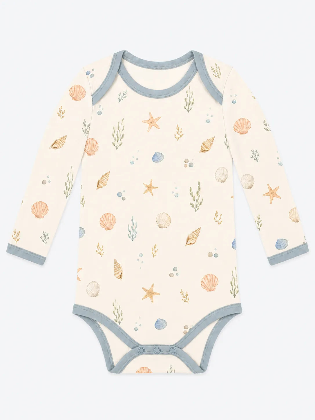 Seaside Treasures bamboo long sleeve bodysuit by MossiBaby