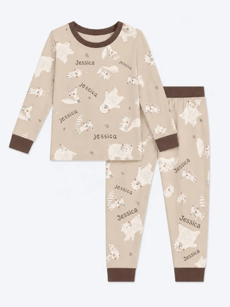 Personalized Meadow long sleeve pajama set with custom name